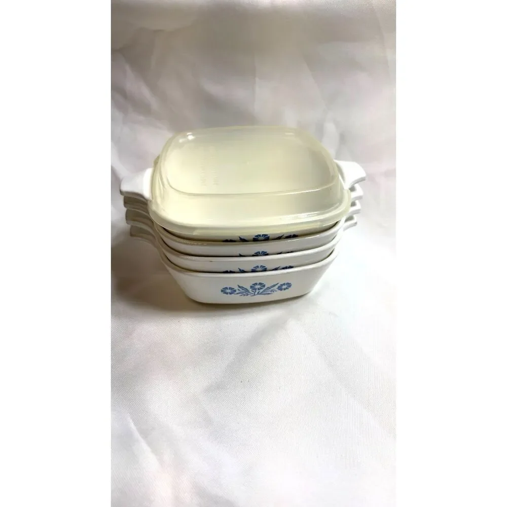 Corning Ware Vintage 4 Petite Pan Casserole Dishes Iconic Blue Cornflower Patter
